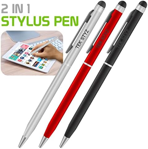 Pro Stylus Pen עבור Alcatel 3 עם דיו, דיוק גבוה, צורה רגישה במיוחד וקומפקטית למסכי מגע [3 חבילה-שחורה-אדומה-סילבר]
